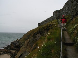 Stormy winds buffet Peel Castle